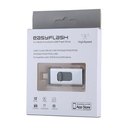 easyflash RQW-01B 3 in 1 USB 2.0 & 8 Pin & Micro USB 64GB Flash Drive(Silver) - U Disk & Card Reader by buy2fix | Online Shopping UK | buy2fix