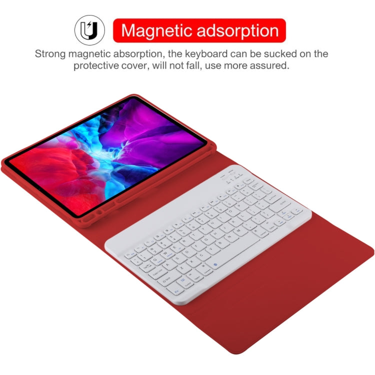 TG11B Detachable Bluetooth White Keyboard + Microfiber Leather Tablet Case for iPad Pro 11 inch (2020), with Pen Slot & Holder (Red) - For iPad Pro by buy2fix | Online Shopping UK | buy2fix