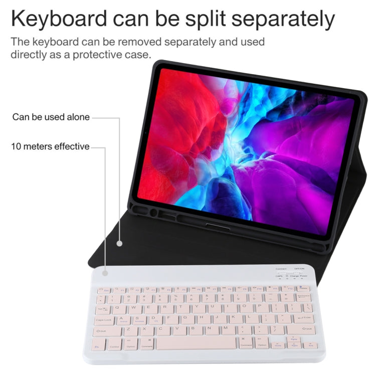 TG11B Detachable Bluetooth Pink Keyboard + Microfiber Leather Tablet Case for iPad Pro 11 inch (2020), with Pen Slot & Holder (Black) - For iPad Pro by buy2fix | Online Shopping UK | buy2fix