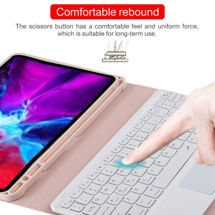 TG11BC Detachable Bluetooth White Keyboard Microfiber Leather Tablet Case for iPad Pro 11 inch (2020), with Touchpad & Pen Slot & Holder (Pink) - For iPad Pro by buy2fix | Online Shopping UK | buy2fix