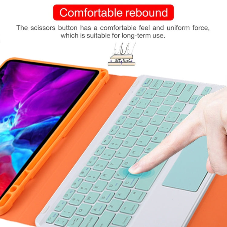 TG11BC Detachable Bluetooth Green Keyboard Microfiber Leather Tablet Case for iPad Pro 11 inch (2020), with Touchpad & Pen Slot & Holder (Orange) - For iPad Pro by buy2fix | Online Shopping UK | buy2fix