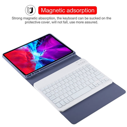 TG11BS Detachable Bluetooth White Keyboard Microfiber Leather Tablet Case for iPad Pro 11 inch (2020), with Backlight & Pen Slot & Holder (Purple) - For iPad Pro by buy2fix | Online Shopping UK | buy2fix