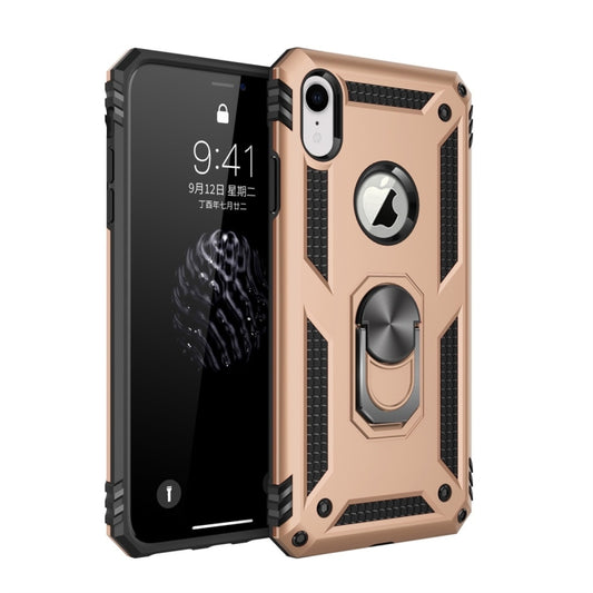 For iPhone XR Armor Shockproof TPU + PC Protective Case with 360 Degree Rotation Holder (Gold) - More iPhone Cases by buy2fix | Online Shopping UK | buy2fix