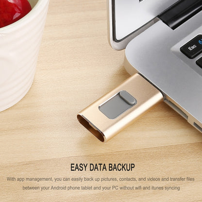 Richwell 3 in 1 32G Type-C + 8 Pin + USB 3.0 Metal Push-pull Flash Disk with OTG Function(Rose Gold) - U Disk & Card Reader by Richwell | Online Shopping UK | buy2fix