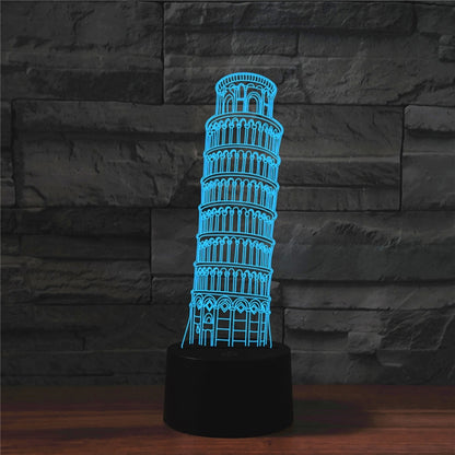 Paris Leaning Tower Shape 3D Colorful LED Vision Light Table Lamp, Touch Version - Novelty Lighting by buy2fix | Online Shopping UK | buy2fix
