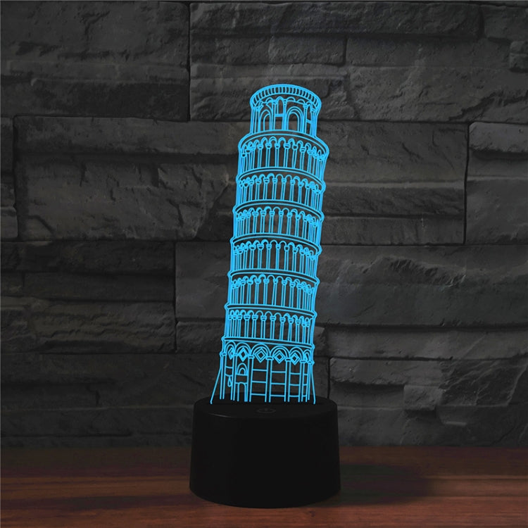 Paris Leaning Tower Shape 3D Colorful LED Vision Light Table Lamp, Touch Version - Novelty Lighting by buy2fix | Online Shopping UK | buy2fix