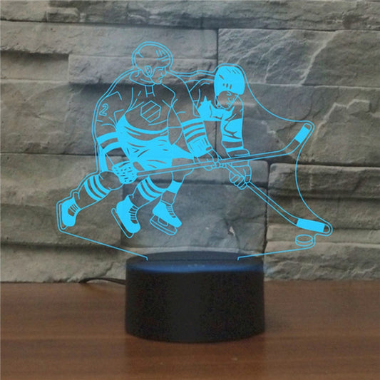 Playing Ice Hockey Shape 3D Colorful LED Vision Light Table Lamp, Charging Touch Version - Novelty Lighting by buy2fix | Online Shopping UK | buy2fix