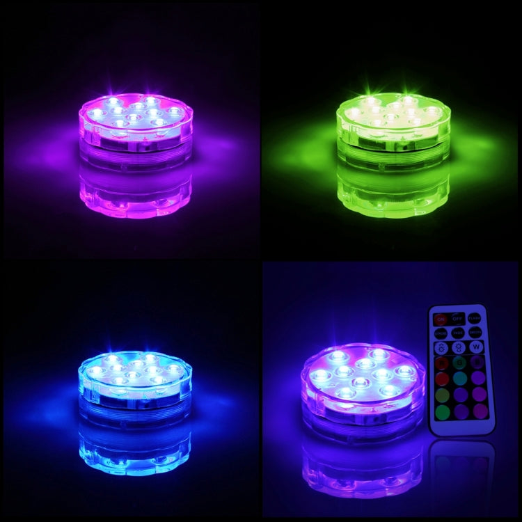 Waterproof Submersible LED Light, 10 LEDs Cylinder Remote Controlled with Remote Controllor, Remote Control Range(in Open Area): 24-30 Feet - Underwater Lights by buy2fix | Online Shopping UK | buy2fix