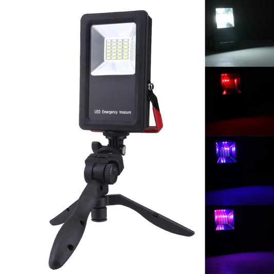 30W IP65 Waterproof USB Charging Floodlight, 24 LEDs SMD5730 2400LM 6000-6500K Red and Blue Light Flashing Warning Lights Portable with Holder - Floodlights by buy2fix | Online Shopping UK | buy2fix