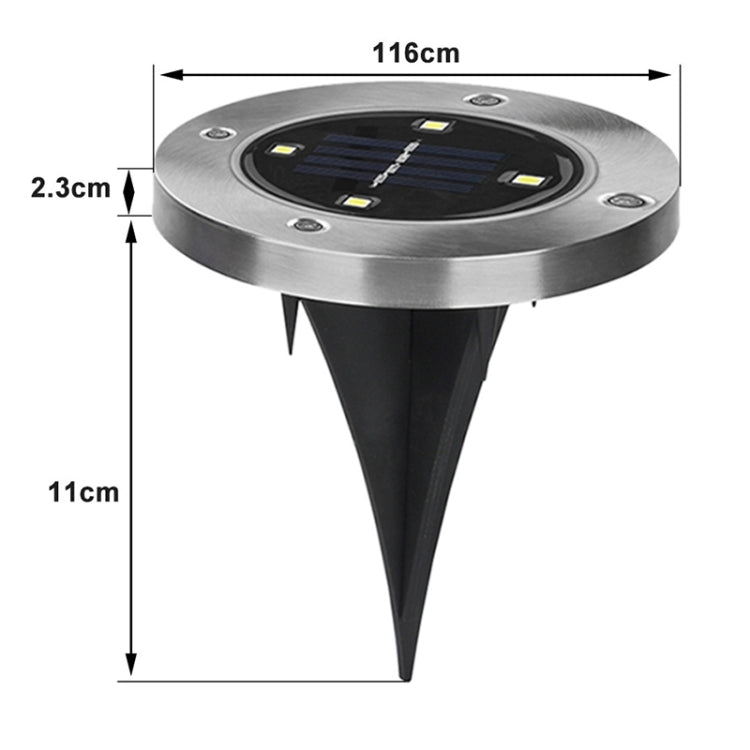 2 PCS 4 LEDs IP44 Waterproof Solar Powered Buried Light, SMD 5050 Under Ground Lamp Outdoor Path Way Garden Decking LED Light - Buried Lights by buy2fix | Online Shopping UK | buy2fix