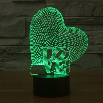 Heart and LOVE Style 3D Touch Switch Control LED Light, 7 Colour Discoloration Creative Visual Stereo Lamp Desk Lamp Night Light - Novelty Lighting by buy2fix | Online Shopping UK | buy2fix