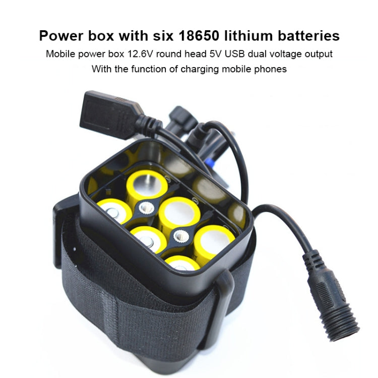 6 Sections 18650 Battery Multi-function Mobile Power Box with 12.4v Round Head & 5v USB Dual Voltage Output Without Battery(Black) - Power Bank Box by buy2fix | Online Shopping UK | buy2fix