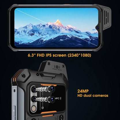 UNIWA W888 Standard Rugged Phone, 4GB+64GB, IP68 Waterproof Dustproof Shockproof, 5000mAh Battery, 6.3 inch Android 11 MTK6765 Helio P35 Octa Core up to 2.35GHz, Network: 4G, NFC, OTG(Black) - UNIWA by UNIWA | Online Shopping UK | buy2fix