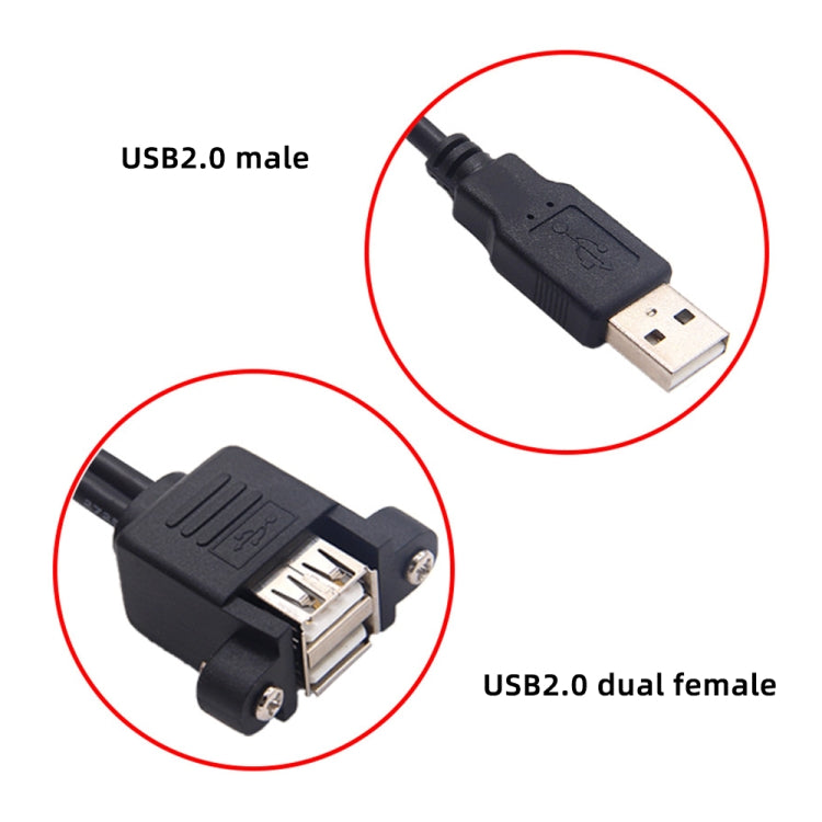 bk3507 Dual USB 2.0 Male to Dual USB Female Extension Cable with Fixing Hole, Length: 50cm - USB Cable by buy2fix | Online Shopping UK | buy2fix