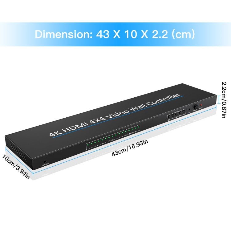NK-H44 4K Ultra HD 4X4 HDMI Video Wall Controller Multi-screen Splicing Processor (US Plug) - Splitter by buy2fix | Online Shopping UK | buy2fix
