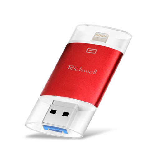 Richwell 3 in 1 32G Type-C + 8 Pin + USB 3.0 Metal Double Cover Push-pull Flash Disk with OTG Function(Red) - U Disk & Card Reader by Richwell | Online Shopping UK | buy2fix