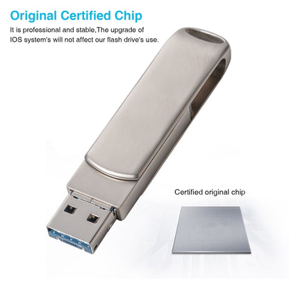 Richwell 3 in 1 64G Micro USB + 8 Pin + USB 3.0 Metal Rotating Push-pull Flash Disk with OTG Function(Silver) - U Disk & Card Reader by Richwell | Online Shopping UK | buy2fix