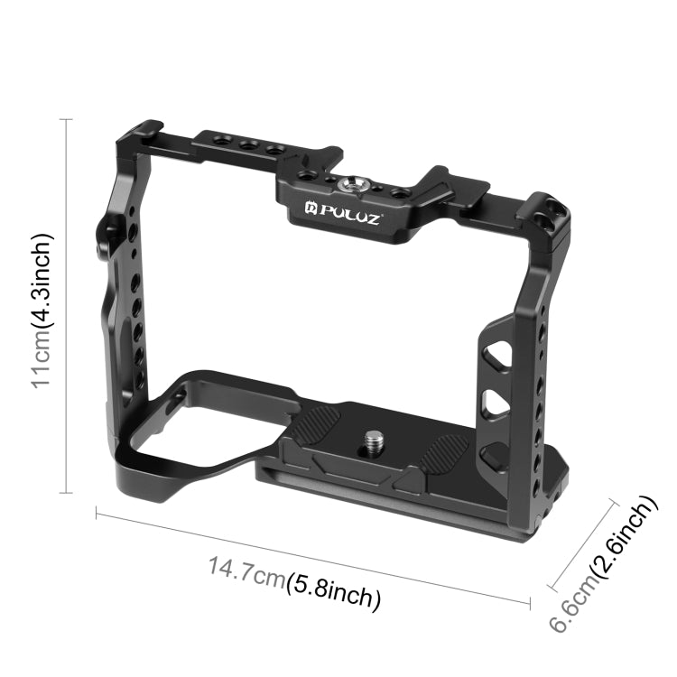 PULUZ Metal Camera Cage Stabilizer Rig for Sony A7 IV / ILCE-7M4 / A7M4 / A7M3 / A7R3  / A7R III(Black) - Camera Cage by PULUZ | Online Shopping UK | buy2fix