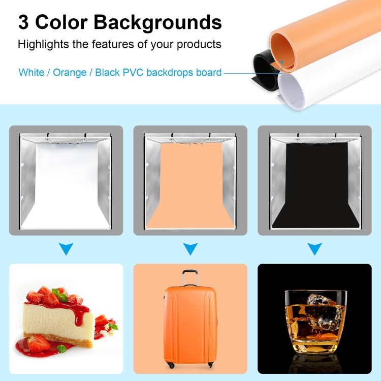 PULUZ 80cm Folding Portable 80W 9050LM White Light Photo Lighting Studio Shooting Tent Box Kit with 3 Colors (Black, White, Orange) Backdrops(UK Plug) -  by PULUZ | Online Shopping UK | buy2fix