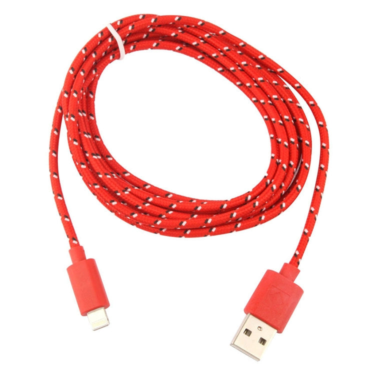 1m Nylon Netting USB Data Transfer Charging Cable For iPhone, iPad, Compatible with up to iOS 15.5(Red) - Normal Style Cable by buy2fix | Online Shopping UK | buy2fix