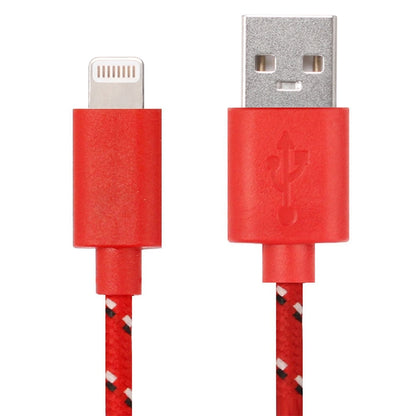 3m Nylon Netting Style USB Data Transfer Charging Cable for iPhone, iPad(Red) - Normal Style Cable by buy2fix | Online Shopping UK | buy2fix