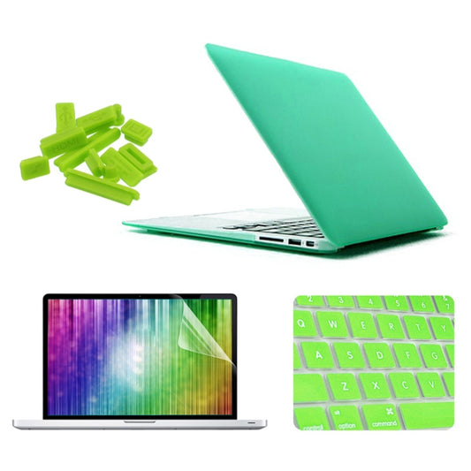 ENKAY for MacBook Air 13.3 inch (US Version) 4 in 1 Frosted Hard Shell Plastic Protective Case with Screen Protector & Keyboard Guard & Anti-dust Plugs(Green) - MacBook Air Cases by ENKAY | Online Shopping UK | buy2fix