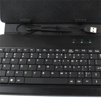 10 inch Universal Tablet PC Leather Tablet Case with USB Plastic Keyboard(Black) - Universal Keyboard by buy2fix | Online Shopping UK | buy2fix