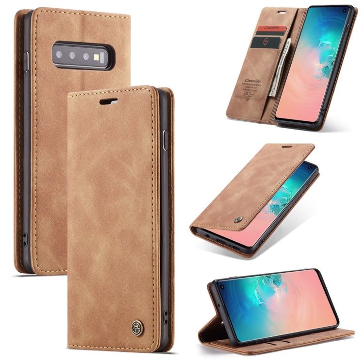 CaseMe-013 Multifunctional Retro Frosted Horizontal Flip Leather Case for Galaxy S10, with Card Slot & Holder & Wallet (Brown) - Galaxy Phone Cases by CaseMe | Online Shopping UK | buy2fix