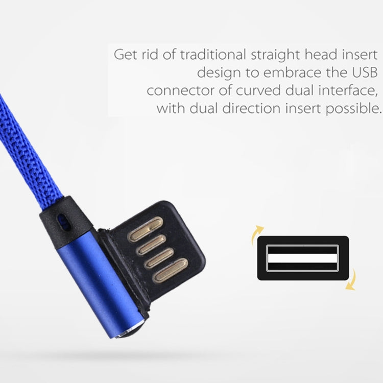 1m 2.4A Output USB to USB-C / Type-C Double Elbow Design Nylon Weave Style Data Sync Charging Cable(Dark Blue) - USB-C & Type-C Cable by buy2fix | Online Shopping UK | buy2fix