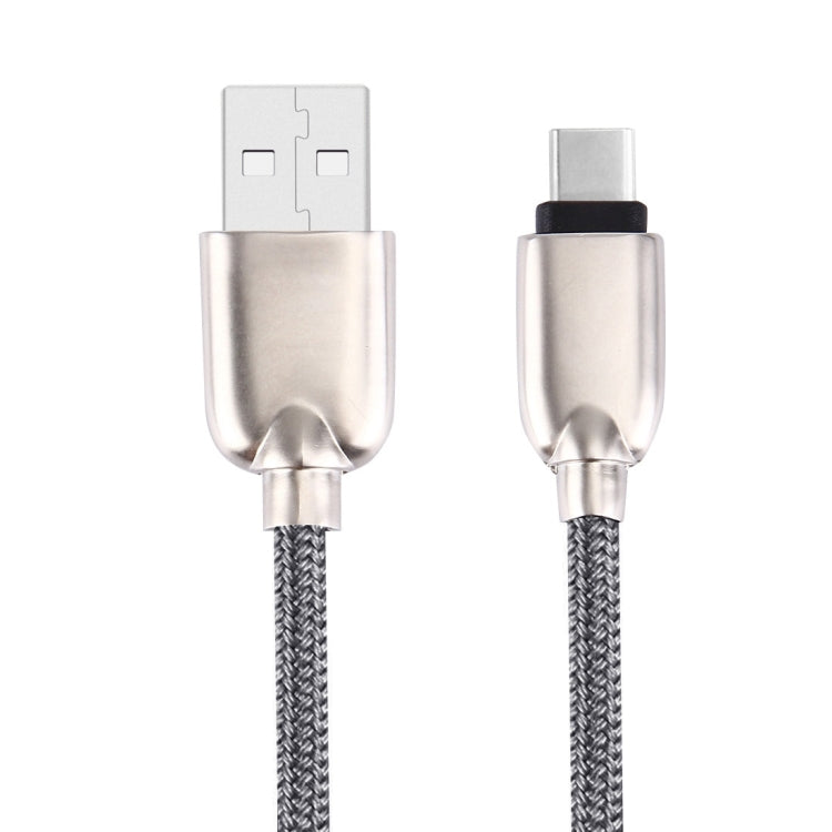 1M Woven Style Metal Head 108 Copper Cores USB-C / Type-C to USB Data Sync Charging Cable (Grey) - USB-C & Type-C Cable by buy2fix | Online Shopping UK | buy2fix