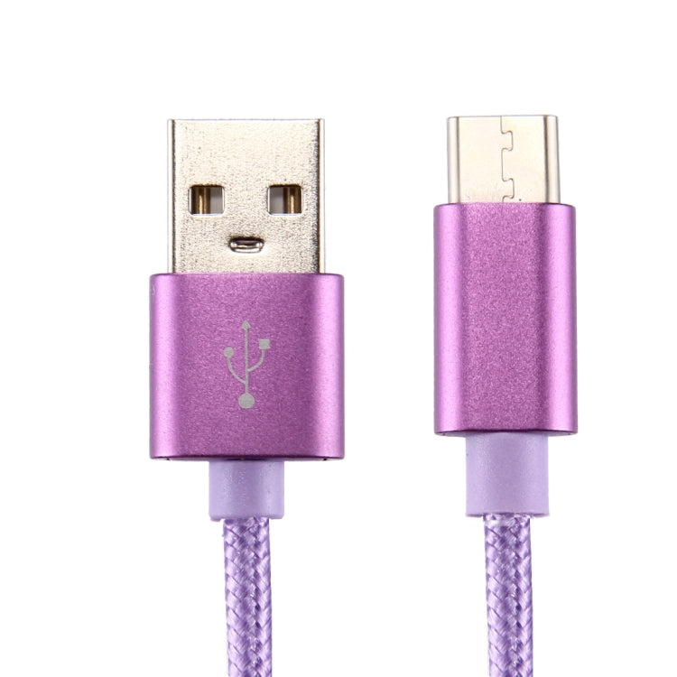 Knit Texture USB to USB-C / Type-C Data Sync Charging Cable, Cable Length: 50cm(Purple) - USB-C & Type-C Cable by buy2fix | Online Shopping UK | buy2fix