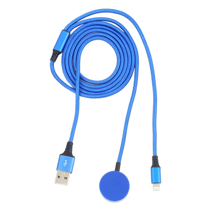 For iPhone / Apple Watch 2 In 1 8 Pin + Magnetic Charging Base Multi-function Charging Cable, Length: 1m(Blue) - Multifunction Cable by buy2fix | Online Shopping UK | buy2fix