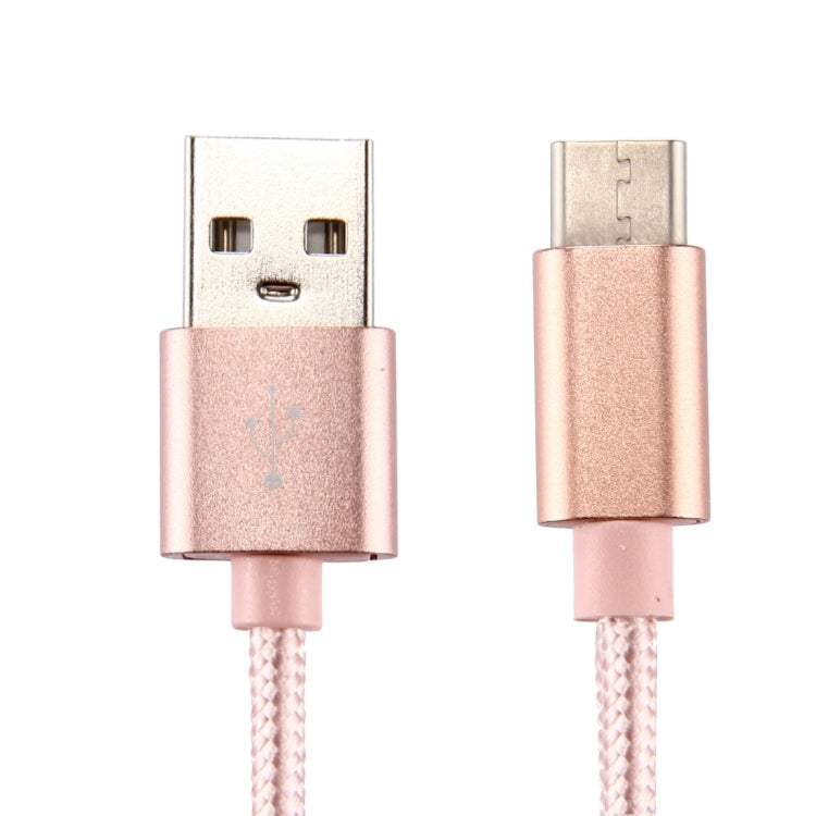 Knit Texture USB to USB-C / Type-C Data Sync Charging Cable, Cable Length: 1m, 3A Total Output, 2A Transfer Data(Rose Gold) - USB-C & Type-C Cable by buy2fix | Online Shopping UK | buy2fix