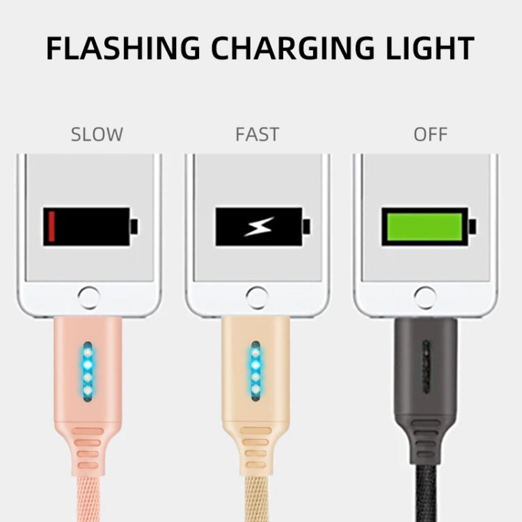 8 Pin Interface Zinc Alloy Marquee Luminous Intelligent Automatic Power off Charging Data Cable(black) - Normal Style Cable by buy2fix | Online Shopping UK | buy2fix