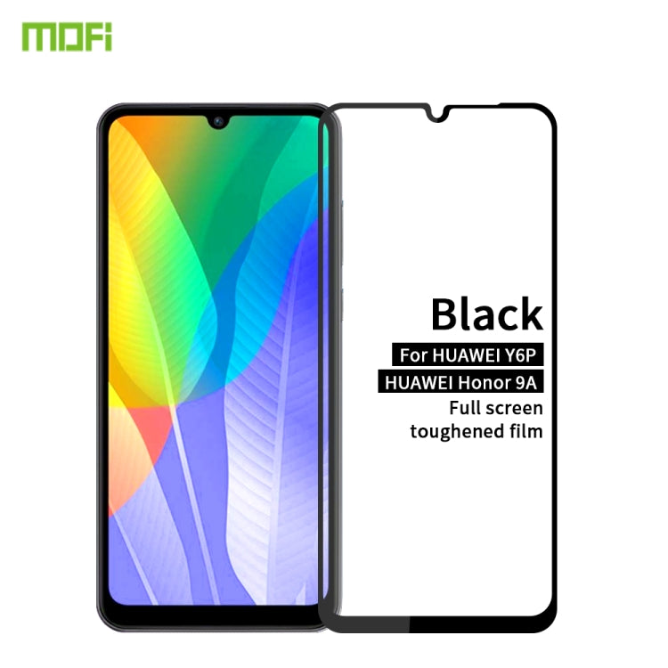 For Huawei Y6P / Honor9A MOFI 9H 2.5D Full Screen Tempered Glass Film(Black) - Huawei Tempered Glass by MOFI | Online Shopping UK | buy2fix