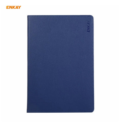 ENKAY for Samsung Galaxy Tab S8 / Galaxy Tab S7 11.0 T870 / T875 ENK-8012 360 Degree Rotation Litchi Texture Horizontal Flip PU Leather Smart Case with Holder & Sleep / Wake-up(Dark Blue) - Galaxy Tab S8 Cases by ENKAY | Online Shopping UK | buy2fix