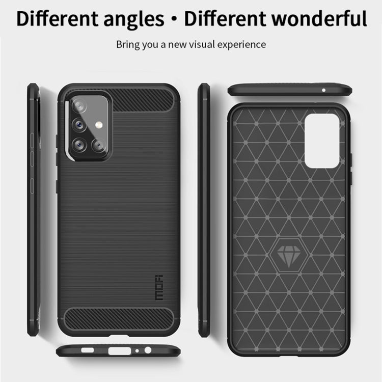 For Samsung Galaxy A72 5G/4G MOFI Gentleness Series Brushed Texture Carbon Fiber Soft TPU Case(Blue) - Galaxy Phone Cases by MOFI | Online Shopping UK | buy2fix