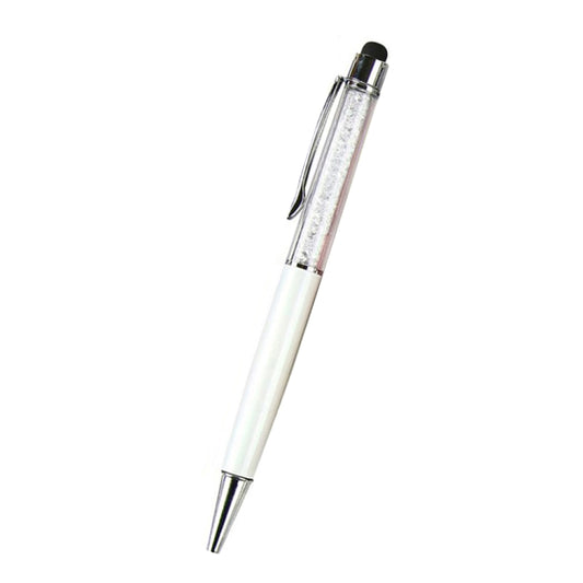 AT-22  2 in 1 Universal Flash Diamond Decoration Capacitance Pen Stylus Ballpoint Pen(White) - Stylus Pen by buy2fix | Online Shopping UK | buy2fix