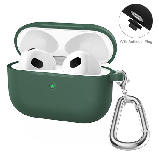 ENKAY Hat-Prince Thickened Silicone Protective Case Shock-Absorbing Cover with Keychain for Apple AirPods 3(Dark Green) - For AirPods 3 by ENKAY | Online Shopping UK | buy2fix