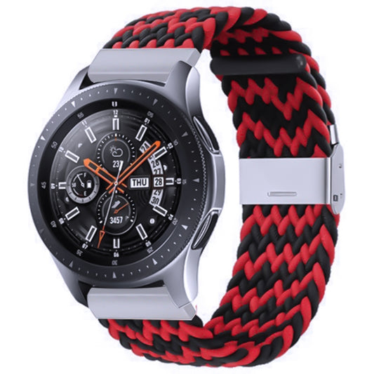 For Samsung Galaxy Watch 4 / Watch 5 20mm Nylon Braided Metal Buckle Watch Band(W Black Red) - Watch Bands by buy2fix | Online Shopping UK | buy2fix