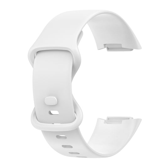 For Fitbit Charge 5 Monochromatic Silicone Watch Band, Size：Large Size(White) - Watch Bands by buy2fix | Online Shopping UK | buy2fix