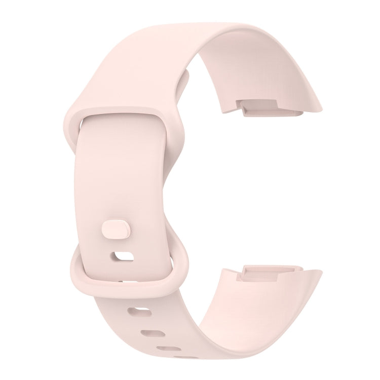 For Fitbit Charge 5 Monochromatic Silicone Watch Band, Size：Large Size(Sand pink) - Watch Bands by buy2fix | Online Shopping UK | buy2fix