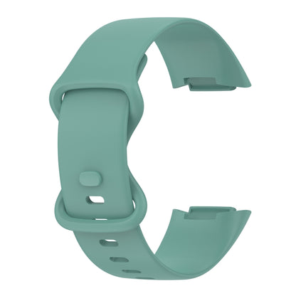 For Fitbit Charge 5 Monochromatic Silicone Watch Band, Size：Large Size(Pine needle green) - Watch Bands by buy2fix | Online Shopping UK | buy2fix