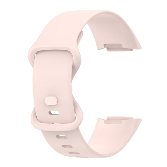 For Fitbit Charge 5 Monochromatic Silicone Watch Band, Size: Small Size(Sand pink) - Watch Bands by buy2fix | Online Shopping UK | buy2fix