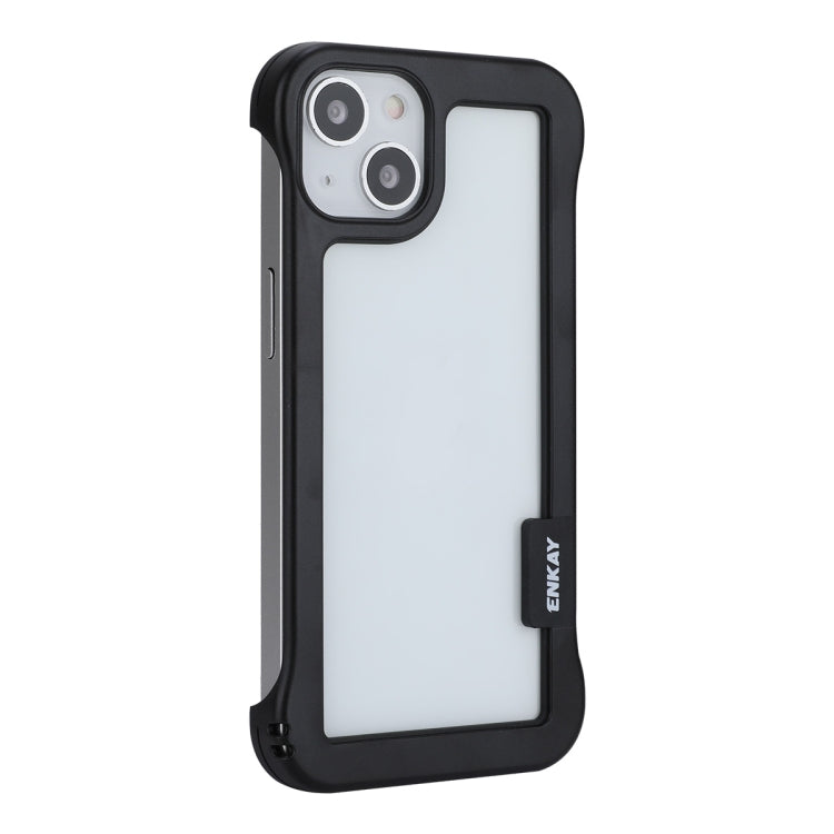 For iPhone 13 ENKAY Frameless Hollow PC Case + Glass Film(Black) - iPhone 13 Cases by ENKAY | Online Shopping UK | buy2fix