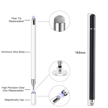 AT-30 2-in-1  Silicone Sucker + Conductive Cloth Head Handwriting Touch Screen Pen Mobile Phone Passive Capacitive Pen(White) - Stylus Pen by buy2fix | Online Shopping UK | buy2fix