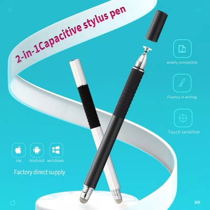 AT-31 Conductive Cloth Head + Precision Sucker Capacitive Pen Head 2-in-1 Handwriting Stylus with 2 Pen Head(Black) - Stylus Pen by buy2fix | Online Shopping UK | buy2fix