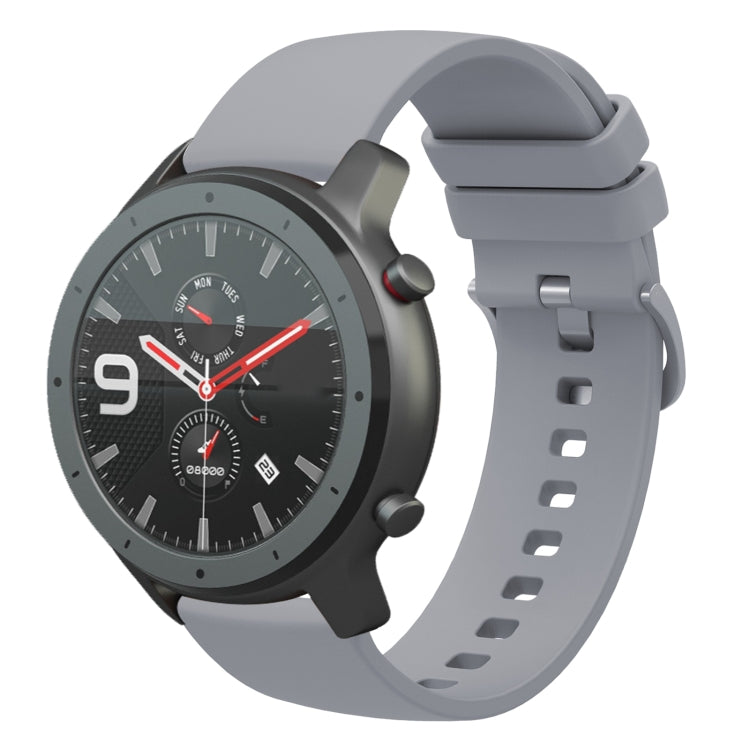 For Amazfit GTR 47mm 22mm Solid Color Soft Silicone Watch Band(Grey) - Watch Bands by buy2fix | Online Shopping UK | buy2fix