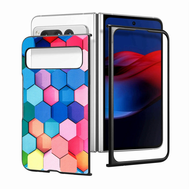 For Google Pixel Fold Colored Drawing Leather Skin Back Cover Phone Case(Colorful Cube) - Google Cases by buy2fix | Online Shopping UK | buy2fix