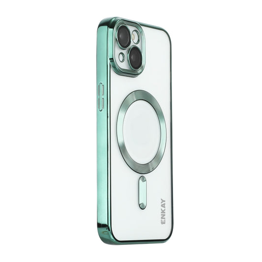 For iPhone 13 ENKAY Electroplated MagSafe Shockproof TPU Phone Case with Lens Film(Green) - iPhone 13 Cases by ENKAY | Online Shopping UK | buy2fix